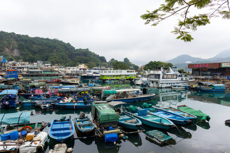 Hong Kong 01 January 2023: Hong Kong Lei Yue Mun fishing portの写真素材
