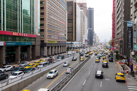Taipei, Taiwan 05 February 2024: Taipei city street in Taiwanの写真素材
