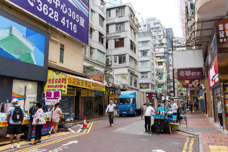 Hong Kong 08 April 2024: City life in Hong Kong causeway bay districtの写真素材