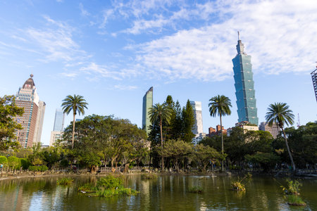 Taipei, Taiwan 18 January 2024: Taipei city landmarkの写真素材