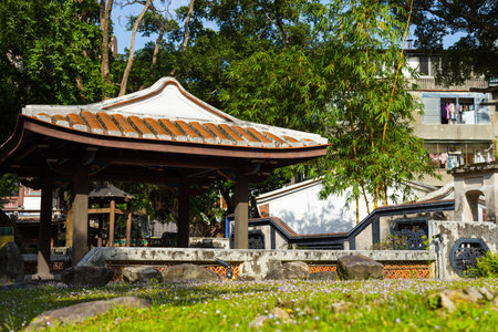 Traditional chinese architecture in the gardenの写真素材