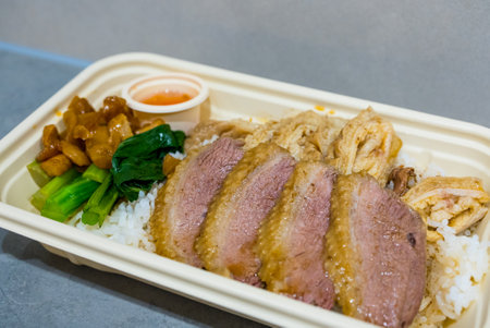 Soy Sauce braised goose fillet rice in Hong Kong restaurantの写真素材