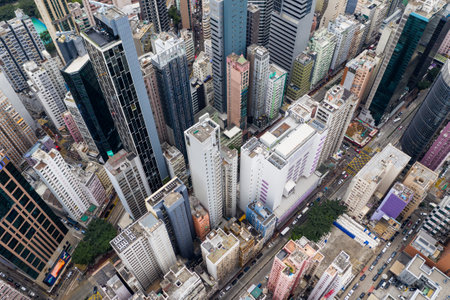 Hong Kong commercial district in Hong Kong islandのeditorial素材