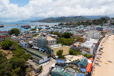 Hong Kong, 26 May 2021: Top down view of Cheung Chau lantau islandのeditorial素材