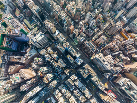 Mong Kok, Hong Kong 30 November 2022: Top down view of Hong Kong cityのeditorial素材