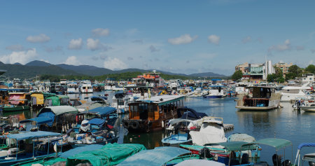 Sai Kung, Hong Kong 15 July 2021: Hong Kong typhoon shelter in Kai Kungのeditorial素材