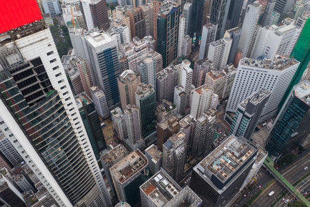 Wan Chai, Hong Kong 04 November 2021: Hong Kong city financial districtのeditorial素材