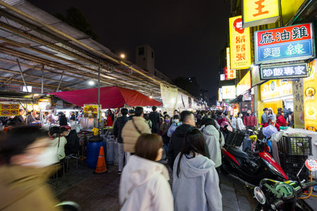 Taipei, Taiwan 26 January 2024: Ningxia street market in Taipei city at nightのeditorial素材
