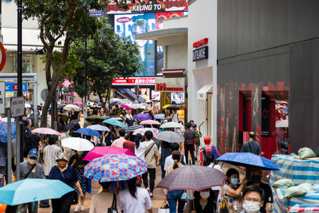 Hong Kong 24 April 2024: Hong Kong causeway bay in rainy dayのeditorial素材