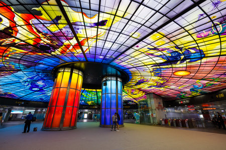 Taiwan, 31 January 2024: Kaohsiung MRT Formosa Boulevard Stationのeditorial素材