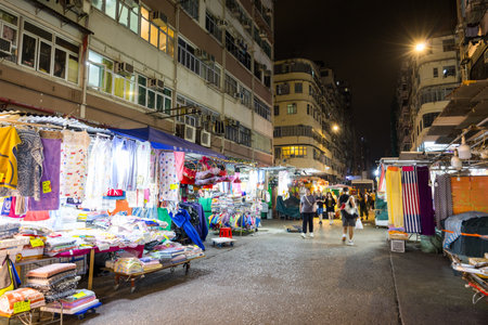 Hong Kong 05 April 2024: Street market in Fayuen street in Mongkok district at Hong Kong cityのeditorial素材