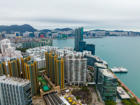 Hong Kong 03 February 2022: Top view of Kowloon sideのeditorial素材