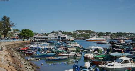 Cheung Chau, Hong Kong 27 May 2021: Fishing boat on the seaのeditorial素材