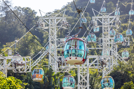 Hong Kong 09 December 2021: Cable car in Hong Kong Ocean Parkのeditorial素材