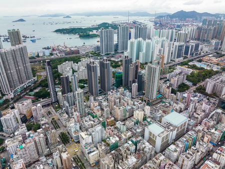 Sham Shui Po, Hong Kong 22 November 2021: Aerial view of Hong Kong cityのeditorial素材