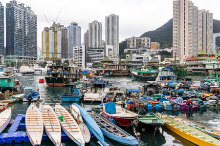 Hong Kong 31 January 2022: Ap Lei Chau fishing harbor in Hong Kongのeditorial素材