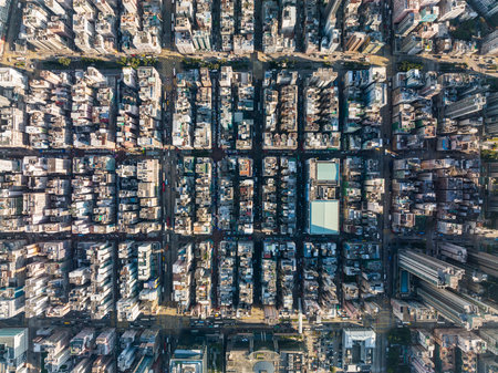 Sham shui po, Hong Kong 26 November 2022: Top down view in Hong Kong cityのeditorial素材