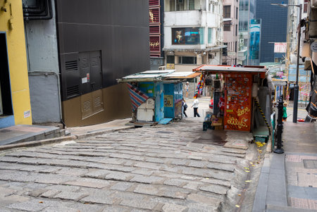 Central, Hong Kong 01 April 2024: Pottinger Street in Hong Kongのeditorial素材