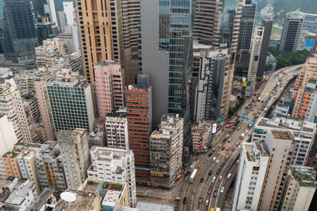 Causeway Bay, Hong Kong 02 November 2021: Top view of Hong Kong commercial districtのeditorial素材