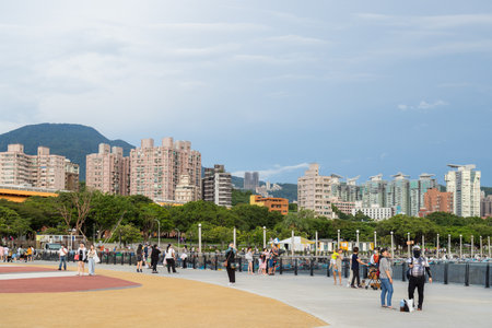 Taiwan 23 August 2023: Waterfront walkway in Tamsui of Taiwanのeditorial素材
