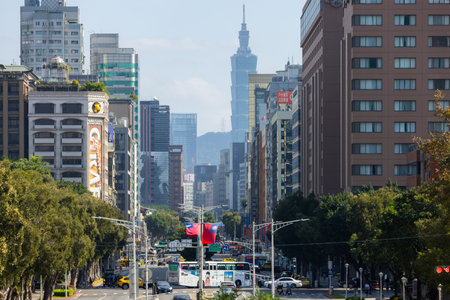 Taipei, Taiwan 02 January 2024: Taipei city landmarkのeditorial素材
