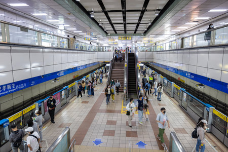 Taipei, Taiwan, 14 March 2022: Zhongxiao Xinsheng metro station in Taipei cityのeditorial素材