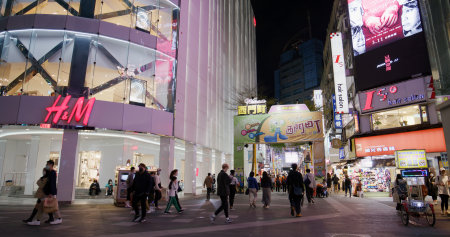 Taipei, Taiwan 02 March 2022: Ximending at night in Taipei cityのeditorial素材