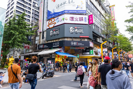 Taipei, Taiwan 08 October 2022: Ximending district in Taipei city of Taiwanのeditorial素材