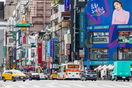 Taipei, Taiwan 27 June 2022: Taipei city street in Taiwanのeditorial素材