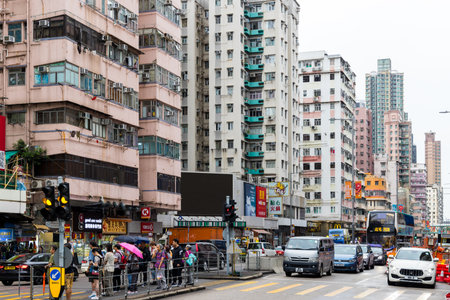 Hong Kong 06 April 2024; City life in Hong Kong Sham Shui Po districtのeditorial素材