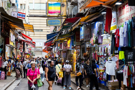 Hong Kong 27 April 2024: Wan Chai Market in Hong Kong cityのeditorial素材