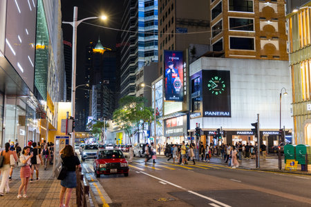 Hong Kong 27 April 2024: Hong Kong city street in Tsim Sha Tsui districtのeditorial素材