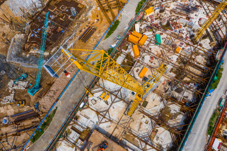 Kai Tak, Hong Kong 12 May 2019: Top view of Hong Kong construction siteのeditorial素材