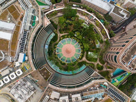 Mong Kok, Hong Kong 18 January 2022: Top down view of Hong Kong cityのeditorial素材