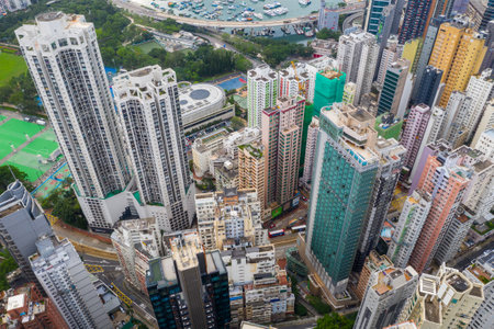 North point, Hong Kong 01 June 2019: Top view of Hong Kong cityのeditorial素材