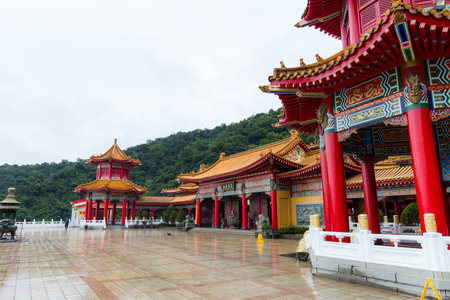 Yilan, Taiwan 06 December 2023: Traditional Chinese temple Sanqing daozu in Yilan of Taiwanのeditorial素材