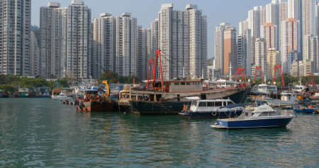 Aberdeen, Hong Kong 12 May 2019: Hong Kong fishing harbor portのeditorial素材