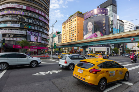 Taipei, Taiwan, 24 March 2022: Taipei city street in Zhongxiao Xinsheng districtのeditorial素材