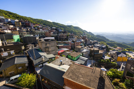 Taiwan Jiufen village on the mountainのeditorial素材