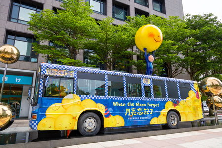 Taiwan 13 June 2023: Jimmy moon bus in Taipei cityのeditorial素材
