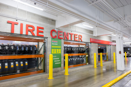 Taiwan 22 September 2023: Tire store in Costco storeのeditorial素材