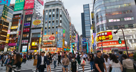 Tokyo, Japan 02 July 2019: Shinjuku district in Japanのeditorial素材