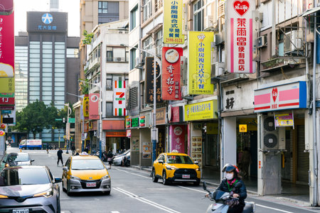 Taipei, Taiwan 11 January 2024: Taipei city streetのeditorial素材