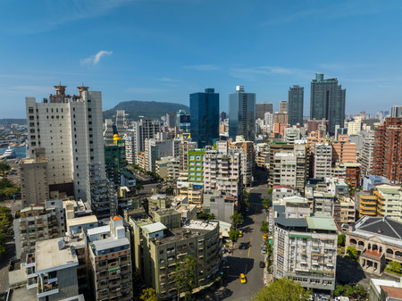 Kaohsiung, Taiwan 01 February 2024: Top view of the city skyline in Kaohsiung cityのeditorial素材