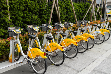 Taiwan 05 February 2024: Shared bike in Taipei cityのeditorial素材