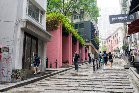 Central, Hong Kong 01 April 2024: Pottinger Street in Hong Kongのeditorial素材