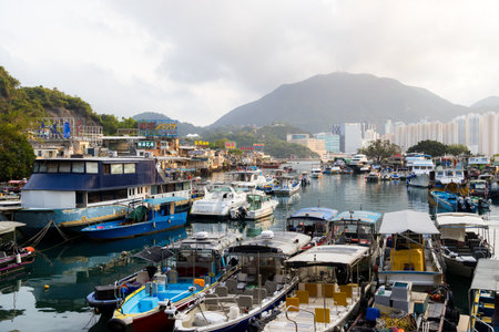 Hong Kong 30 March 2024: Lei Yue Mun Seaside typhoon shelter in Hong Kong cityのeditorial素材