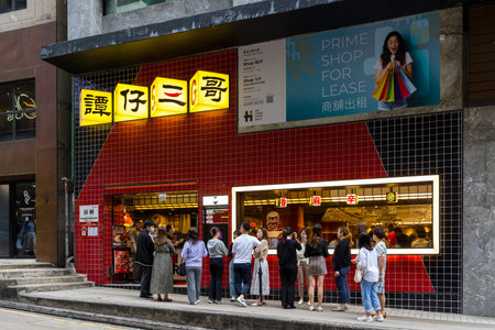 Hong Kong 09 April 2024: Hong Kong famous rice noodles restaurantのeditorial素材