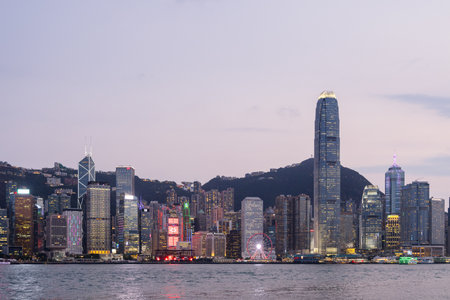 Hong Kong 25 April 2024: Hong Kong city nightのeditorial素材