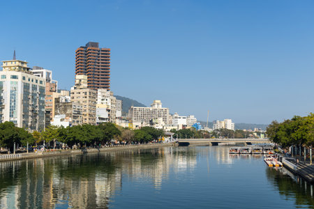Kaohsiung, Taiwan 01 February 2024: Riverside in kaohsiung city at Taiwanの写真素材